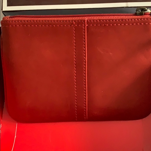 Deep red Coach leather wristlet - Picture 2 of 2